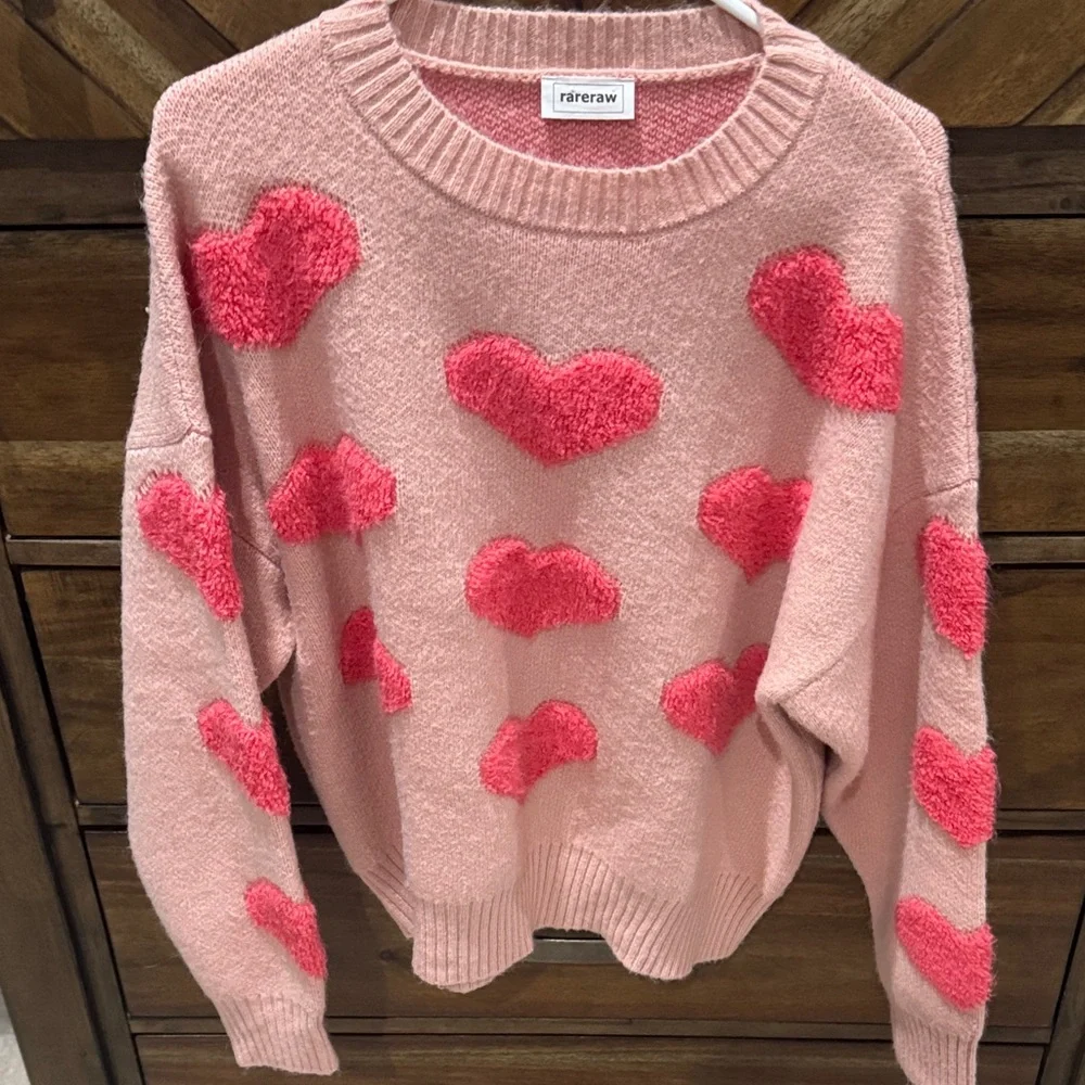 Pink Heart Pattern Sweater - Picture 1 of 4